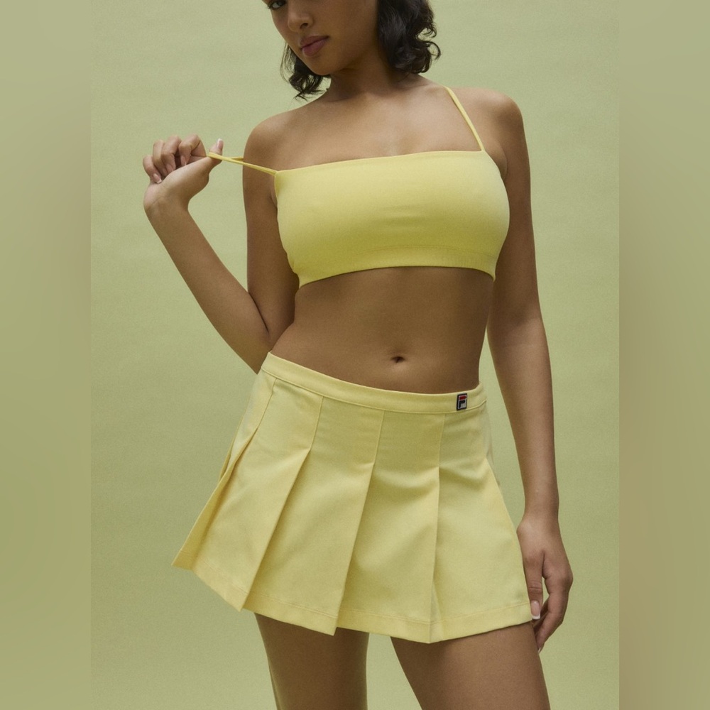 Fila x Hailey Bieber Yellow Pleated Skirt